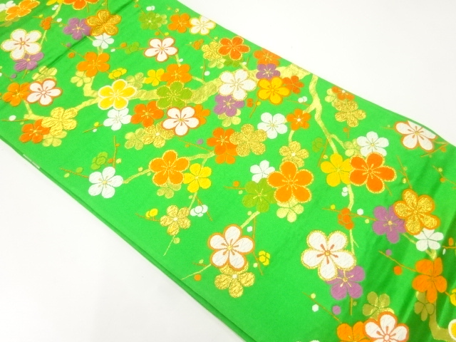JAPANESE KIMONO / ANTIQUE FUKURO OBI / SILK / WOVEN BRANCH FLOWER